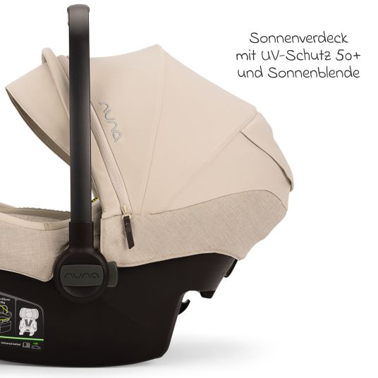 Nuna Babyschale PIPA next i-Size ab Geburt bis 13 kg (40 cm - 83 cm) inkl. Sitzverkleinerer, Sonnenverdeck mit Dream Drape nur 2,8 kg - Biscotti