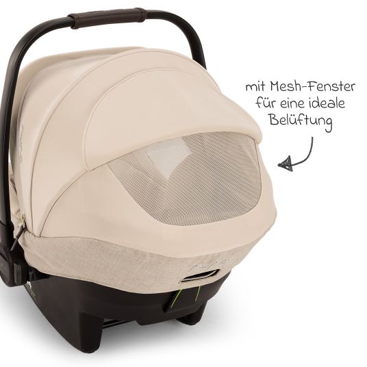 Nuna PIPA next i-Size seggiolino auto per neonati dalla nascita fino a 13 kg (40 cm - 83 cm) incluso riduttore di seduta, capottina con Dream Drape solo 2,8 kg - Biscotti