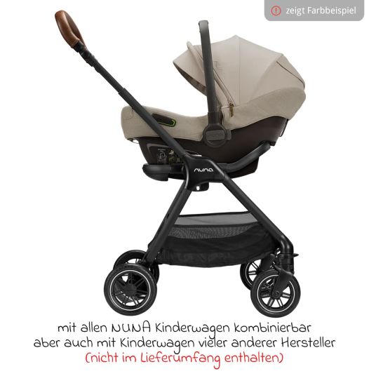 Nuna Babyschale PIPA next i-Size ab Geburt bis 13 kg (40 cm - 83 cm) inkl. Sitzverkleinerer, Sonnenverdeck mit Dream Drape nur 2,8 kg - Biscotti