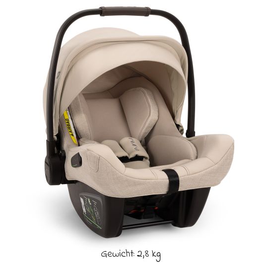 Nuna Babyschale PIPA next i-Size ab Geburt bis 13 kg (40 cm - 83 cm) inkl. Sitzverkleinerer, Sonnenverdeck mit Dream Drape nur 2,8 kg - Biscotti