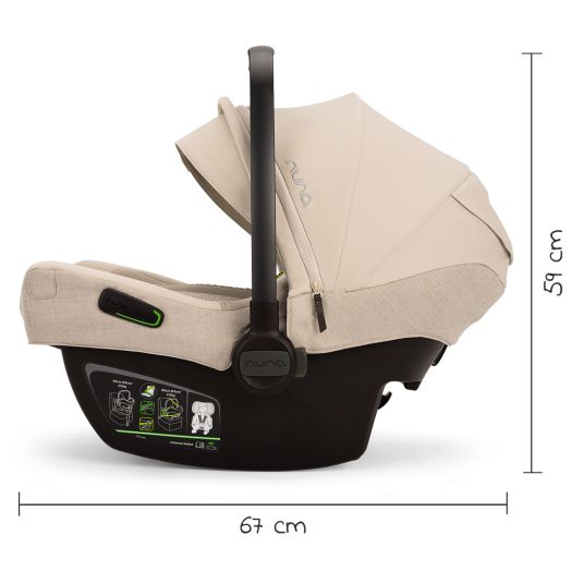 Nuna Infant car seat PIPA next i-Size from birth to 13 kg (40 cm - 83 cm) incl. seat reducer, sun canopy with Dream Drape only 2.8 kg - Biscotti