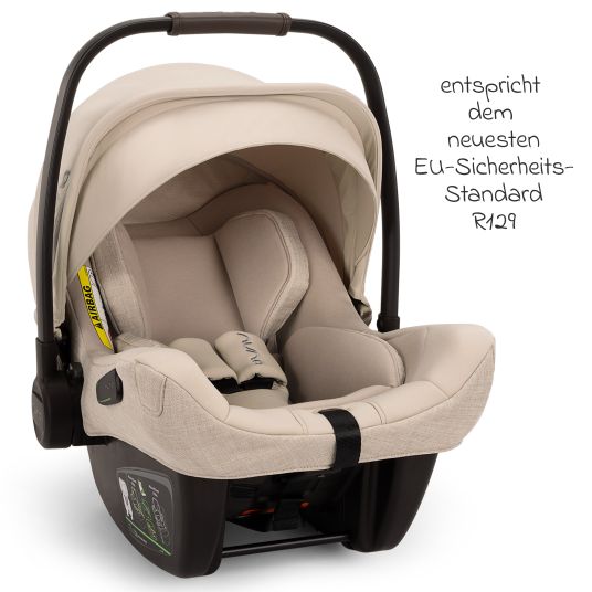 Nuna Babyschale PIPA next i-Size ab Geburt bis 13 kg (40 cm - 83 cm) inkl. Sitzverkleinerer, Sonnenverdeck mit Dream Drape nur 2,8 kg - Biscotti