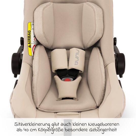 Nuna Babyschale PIPA next i-Size ab Geburt bis 13 kg (40 cm - 83 cm) inkl. Sitzverkleinerer, Sonnenverdeck mit Dream Drape nur 2,8 kg - Biscotti