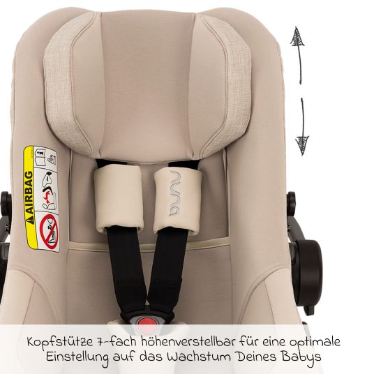 Nuna Babyschale PIPA next i-Size ab Geburt bis 13 kg (40 cm - 83 cm) inkl. Sitzverkleinerer, Sonnenverdeck mit Dream Drape nur 2,8 kg - Biscotti