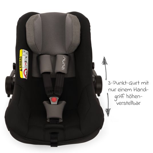 Nuna Babyschale PIPA next i-Size ab Geburt bis 13 kg (40 cm - 83 cm) inkl. Sitzverkleinerer, Sonnenverdeck mit Dream Drape nur 2,8 kg - Caviar