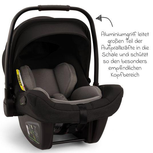 Nuna Babyschale PIPA next i-Size ab Geburt bis 13 kg (40 cm - 83 cm) inkl. Sitzverkleinerer, Sonnenverdeck mit Dream Drape nur 2,8 kg - Caviar