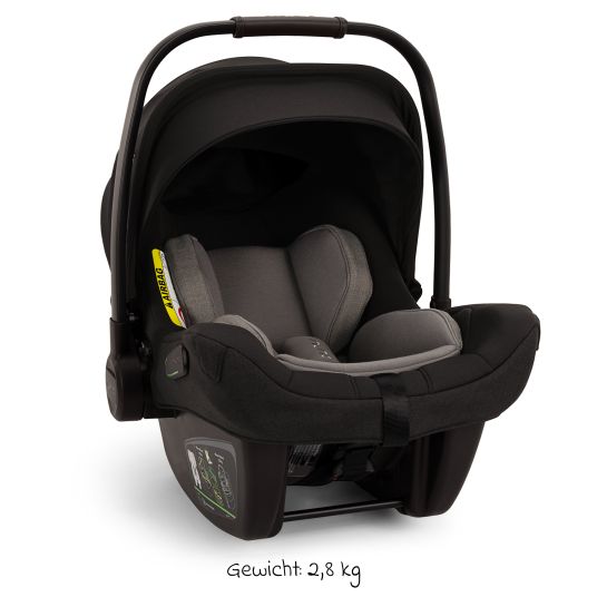 Nuna PIPA next i-Size seggiolino auto per neonati dalla nascita fino a 13 kg (40 cm - 83 cm) incluso riduttore di seduta, capottina con Dream Drape solo 2,8 kg - Caviar