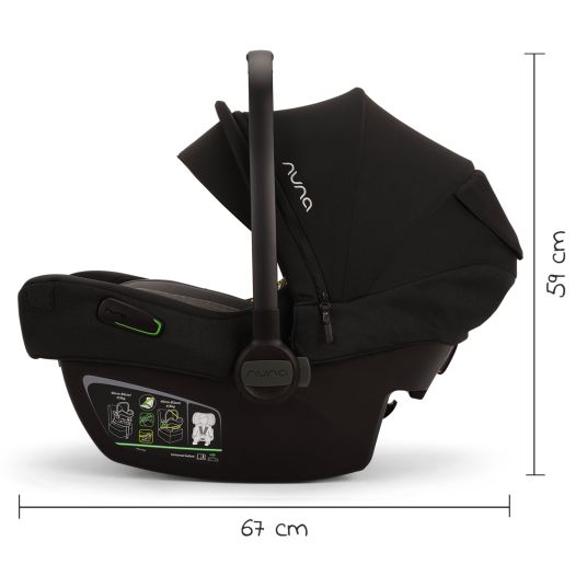 Nuna Infant car seat PIPA next i-Size from birth to 13 kg (40 cm - 83 cm) incl. seat reducer, sun canopy with Dream Drape only 2.8 kg - Caviar