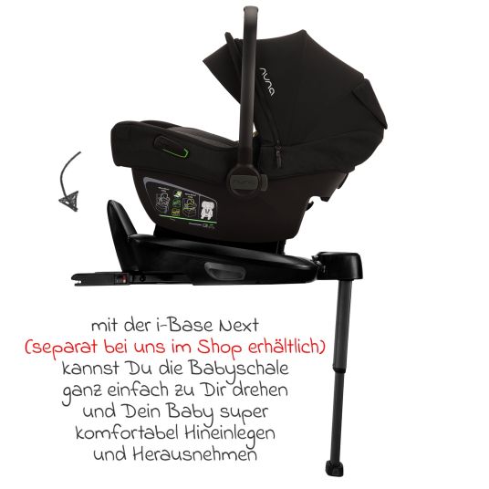 Nuna Babyschale PIPA next i-Size ab Geburt bis 13 kg (40 cm - 83 cm) inkl. Sitzverkleinerer, Sonnenverdeck mit Dream Drape nur 2,8 kg - Caviar