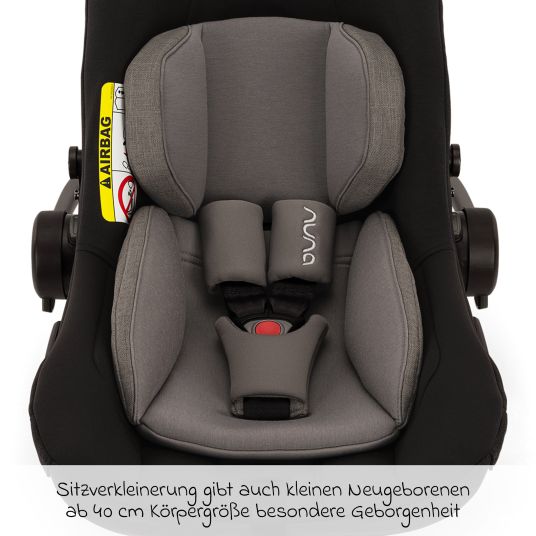 Nuna Babyschale PIPA next i-Size ab Geburt bis 13 kg (40 cm - 83 cm) inkl. Sitzverkleinerer, Sonnenverdeck mit Dream Drape nur 2,8 kg - Caviar