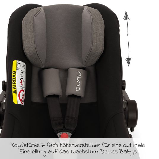 Nuna Babyschale PIPA next i-Size ab Geburt bis 13 kg (40 cm - 83 cm) inkl. Sitzverkleinerer, Sonnenverdeck mit Dream Drape nur 2,8 kg - Caviar