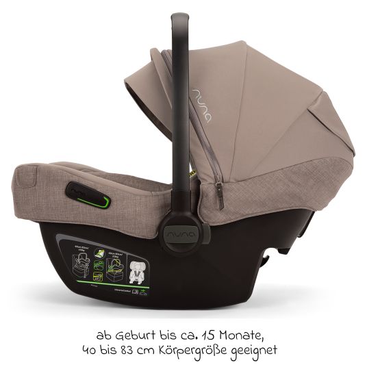 Nuna Babyschale PIPA next i-Size ab Geburt bis 13 kg (40 cm - 83 cm) inkl. Sitzverkleinerer, Sonnenverdeck mit Dream Drape nur 2,8 kg - Cedar