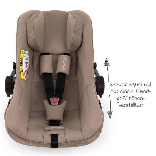 Nuna Babyschale PIPA next i-Size ab Geburt bis 13 kg (40 cm - 83 cm) inkl. Sitzverkleinerer, Sonnenverdeck mit Dream Drape nur 2,8 kg - Cedar