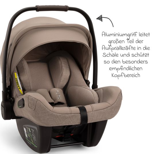 Nuna PIPA next i-Size seggiolino auto per neonati dalla nascita fino a 13 kg (40 cm - 83 cm) incluso riduttore di seduta, capottina con Dream Drape a soli 2,8 kg - Cedar