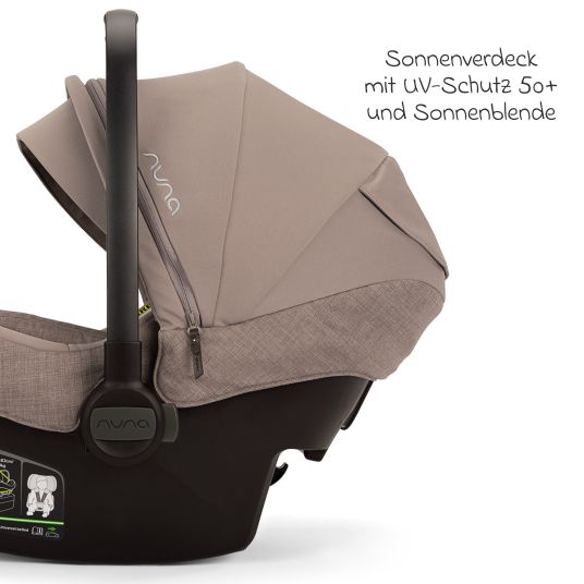 Nuna Babyschale PIPA next i-Size ab Geburt bis 13 kg (40 cm - 83 cm) inkl. Sitzverkleinerer, Sonnenverdeck mit Dream Drape nur 2,8 kg - Cedar