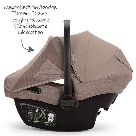 Nuna Babyschale PIPA next i-Size ab Geburt bis 13 kg (40 cm - 83 cm) inkl. Sitzverkleinerer, Sonnenverdeck mit Dream Drape nur 2,8 kg - Cedar