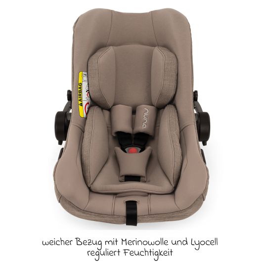 Nuna Babyschale PIPA next i-Size ab Geburt bis 13 kg (40 cm - 83 cm) inkl. Sitzverkleinerer, Sonnenverdeck mit Dream Drape nur 2,8 kg - Cedar