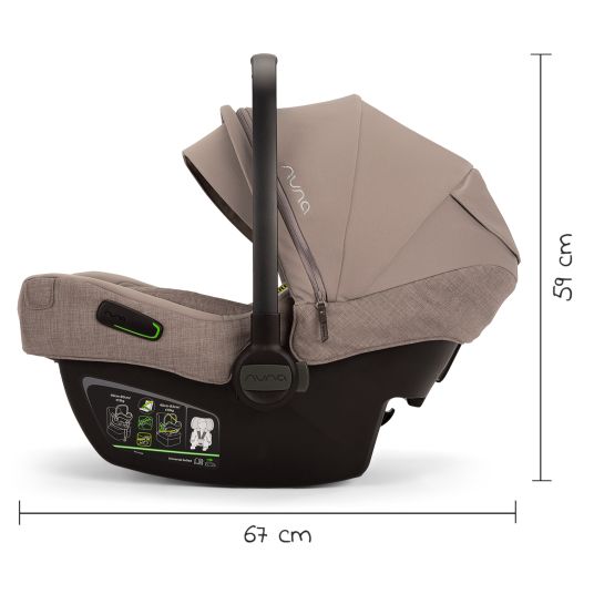 Nuna Infant car seat PIPA next i-Size from birth to 13 kg (40 cm - 83 cm) incl. seat reducer, sun canopy with Dream Drape only 2.8 kg - Cedar