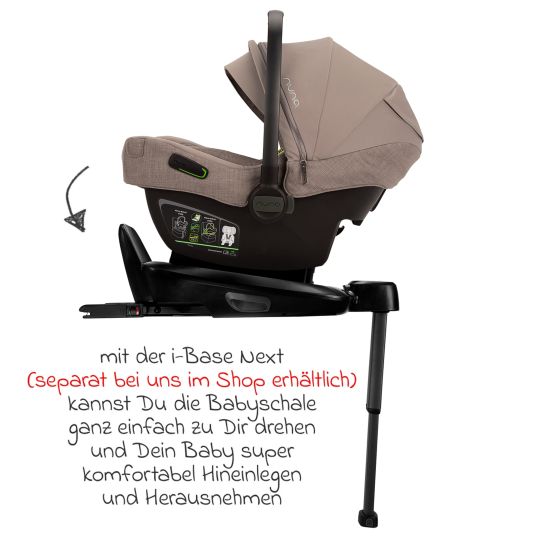 Nuna Babyschale PIPA next i-Size ab Geburt bis 13 kg (40 cm - 83 cm) inkl. Sitzverkleinerer, Sonnenverdeck mit Dream Drape nur 2,8 kg - Cedar