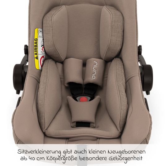 Nuna Babyschale PIPA next i-Size ab Geburt bis 13 kg (40 cm - 83 cm) inkl. Sitzverkleinerer, Sonnenverdeck mit Dream Drape nur 2,8 kg - Cedar