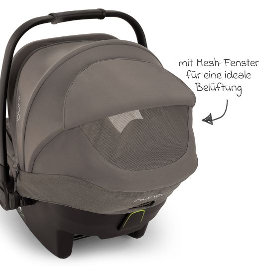 Nuna Babyschale PIPA next i-Size ab Geburt bis 13 kg (40 cm - 83 cm) inkl. Sitzverkleinerer, Sonnenverdeck mit Dream Drape nur 2,8 kg - Granite