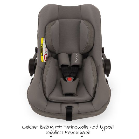 Nuna Babyschale PIPA next i-Size ab Geburt bis 13 kg (40 cm - 83 cm) inkl. Sitzverkleinerer, Sonnenverdeck mit Dream Drape nur 2,8 kg - Granite