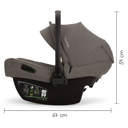 Nuna Infant car seat PIPA next i-Size from birth up to 13 kg (40 cm - 83 cm) incl. seat reducer, sun canopy with Dream Drape only 2.8 kg - Granite