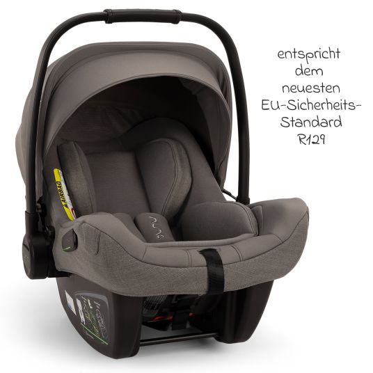 Nuna Babyschale PIPA next i-Size ab Geburt bis 13 kg (40 cm - 83 cm) inkl. Sitzverkleinerer, Sonnenverdeck mit Dream Drape nur 2,8 kg - Granite