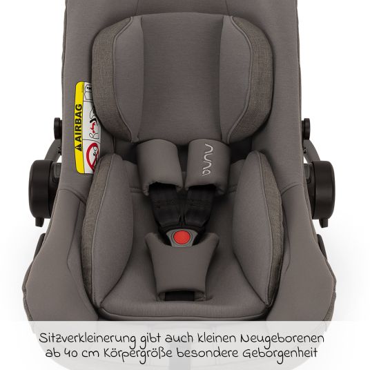 Nuna Babyschale PIPA next i-Size ab Geburt bis 13 kg (40 cm - 83 cm) inkl. Sitzverkleinerer, Sonnenverdeck mit Dream Drape nur 2,8 kg - Granite