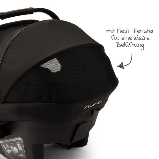 Nuna Babyschale PIPA urbn R 129 ab Geburt bis 13 kg (40 cm - 75 cm) mit Isofix inkl. Sitzverkleinerer & Sonnenverdeck nur 3,3 kg - Caviar