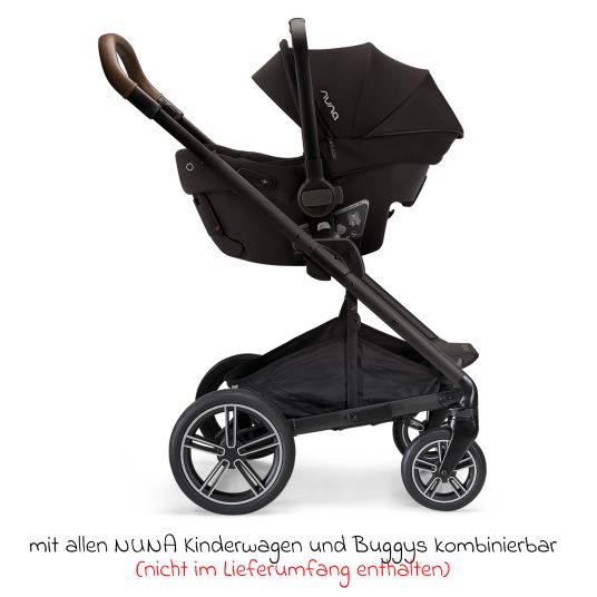 Nuna Infant car seat PIPA urban R 129 from birth to 13 kg (40 cm - 75 cm) with Isofix incl. seat reducer & sun canopy only 3.3 kg - Caviar