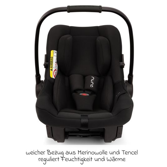 Nuna Infant car seat PIPA urban R 129 from birth to 13 kg (40 cm - 75 cm) with Isofix incl. seat reducer & sun canopy only 3.3 kg - Caviar