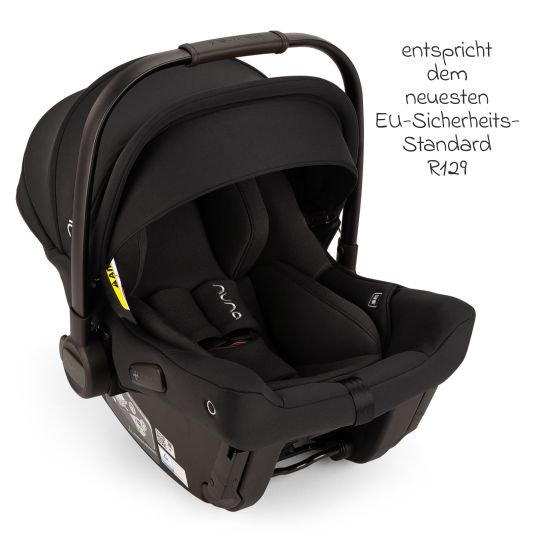 Nuna Babyschale PIPA urbn R 129 ab Geburt bis 13 kg (40 cm - 75 cm) mit Isofix inkl. Sitzverkleinerer & Sonnenverdeck nur 3,3 kg - Caviar