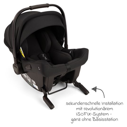 Nuna Infant car seat PIPA urban R 129 from birth to 13 kg (40 cm - 75 cm) with Isofix incl. seat reducer & sun canopy only 3.3 kg - Caviar