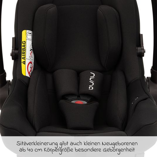 Nuna Infant car seat PIPA urban R 129 from birth to 13 kg (40 cm - 75 cm) with Isofix incl. seat reducer & sun canopy only 3.3 kg - Caviar