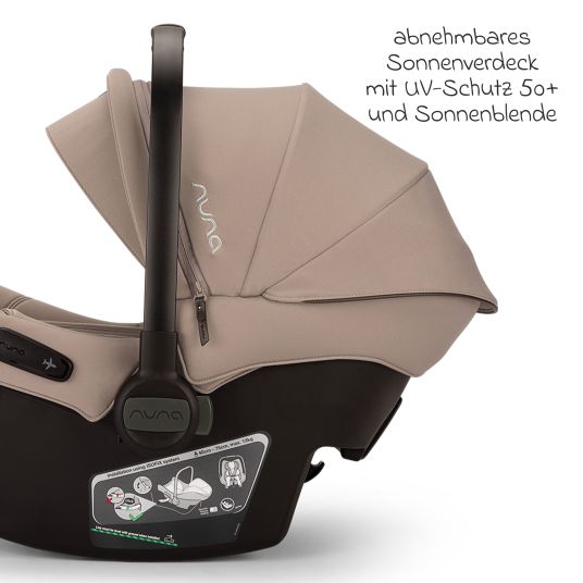 Nuna Babyschale PIPA urbn R 129 ab Geburt bis 13 kg (40 cm - 75 cm) mit Isofix inkl. Sitzverkleinerer & Sonnenverdeck nur 3,3 kg - Cedar