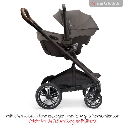 Nuna Infant car seat PIPA urban R 129 from birth to 13 kg (40 cm - 75 cm) with Isofix incl. seat reducer & sun canopy only 3.3 kg - Cedar