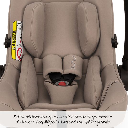 Nuna Infant car seat PIPA urban R 129 from birth to 13 kg (40 cm - 75 cm) with Isofix incl. seat reducer & sun canopy only 3.3 kg - Cedar