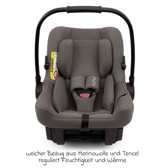 Nuna Infant car seat PIPA urban R 129 from birth to 13 kg (40 cm - 75 cm) with Isofix incl. seat reducer & sun canopy only 3.3 kg - Granite