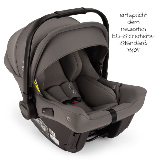 Nuna Infant car seat PIPA urban R 129 from birth to 13 kg (40 cm - 75 cm) with Isofix incl. seat reducer & sun canopy only 3.3 kg - Granite