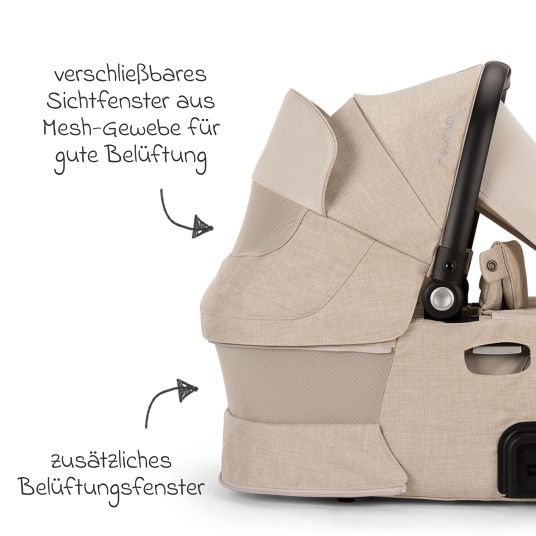 Nuna Babywanne DEMI next faltbar ab Geburt bis 9 Monate mit Sichtschutz, Belüftungsfenster inkl. Matratze & Regenschutz - Biscotti