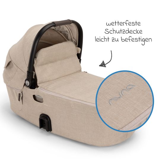 Nuna Babywanne DEMI next faltbar ab Geburt bis 9 Monate mit Sichtschutz, Belüftungsfenster inkl. Matratze & Regenschutz - Biscotti