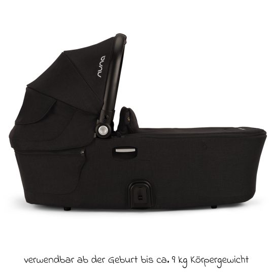 Nuna DEMI next carrycot foldable from birth to 9 months with privacy screen, ventilation window incl. mattress & raincover - Caviar