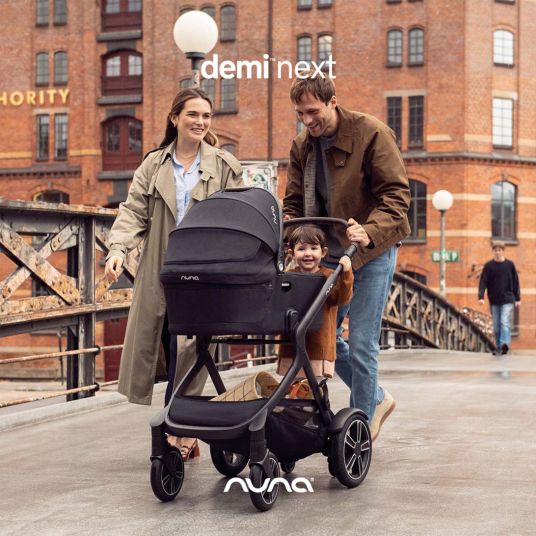 Nuna DEMI next carrycot foldable from birth to 9 months with privacy screen, ventilation window incl. mattress & raincover - Caviar