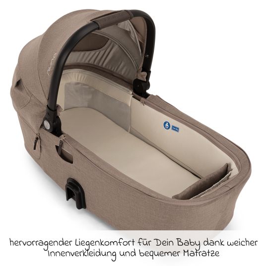 Nuna Babywanne DEMI next faltbar ab Geburt bis 9 Monate mit Sichtschutz, Belüftungsfenster inkl. Matratze & Regenschutz - Cedar