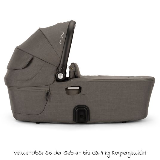 Nuna DEMI next carrycot foldable from birth to 9 months with privacy screen, ventilation window incl. mattress & raincover - Granite