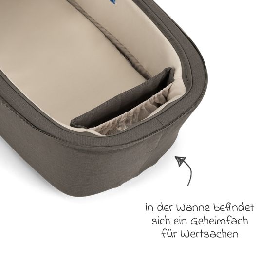 Nuna Babywanne DEMI next faltbar ab Geburt bis 9 Monate mit Sichtschutz, Belüftungsfenster inkl. Matratze & Regenschutz - Granite