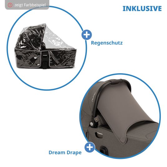 Nuna DEMI next navicella pieghevole dalla nascita fino a 9 mesi con zanzariera, finestra di ventilazione, materasso e parapioggia inclusi - Granito