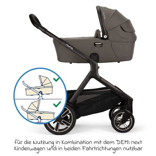 Nuna DEMI next carrycot foldable from birth to 9 months with privacy screen, ventilation window incl. mattress & raincover - Granite