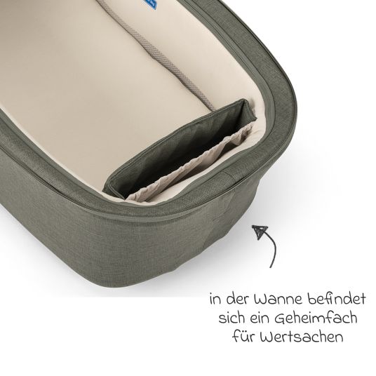 Nuna Babywanne DEMI next faltbar ab Geburt bis 9 Monate mit Sichtschutz, Belüftungsfenster inkl. Matratze & Regenschutz - Pine